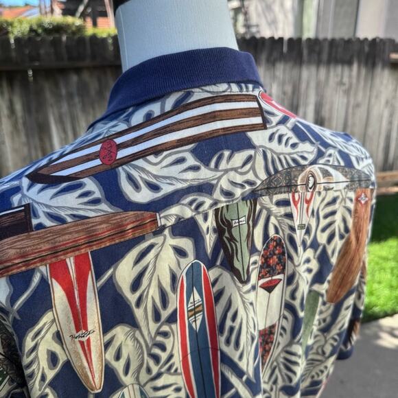Kalaheo Hawaiian Surfboard Polo Blue Shirt Men's Size Medium *Flaws* - Picture 7 of 14